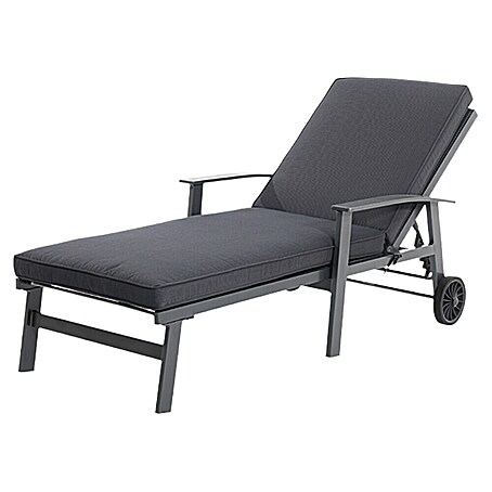 Sunfun Maja Gartenliege (B x T x H: 170,5 x 63,5 x 102 cm, Aluminium, Anthrazit, Rollbar)
