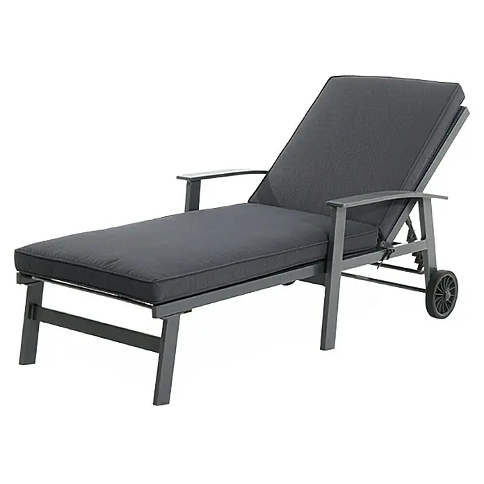 Sunfun Maja Gartenliege - B x T x H: 170,5 x 63,5 x 102 cm, Aluminium, Anthrazit, Rollbar - Eine stilvolle graue Sonnenliege mit Armlehnen und Rädern für den Garten oder die Terrasse. Sie bietet Komfort und Entspannung im Freien.