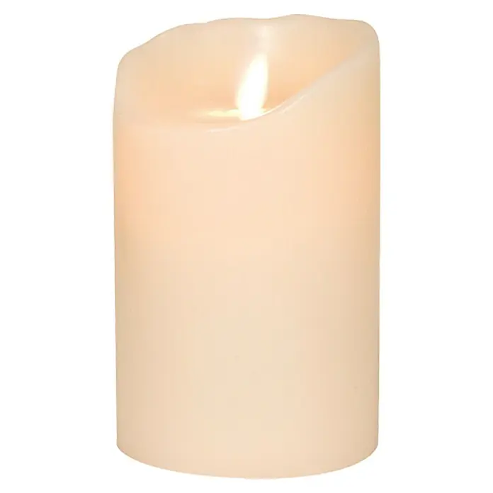 Vela de cera con Led - Ø x L: 8 cm x 12,5 mm, Marfil - Vela LED decorativa con efecto parpadeante blanco cálido, ideal para horas acogedoras sin riesgo de incendio. Iluminación ambiental.
