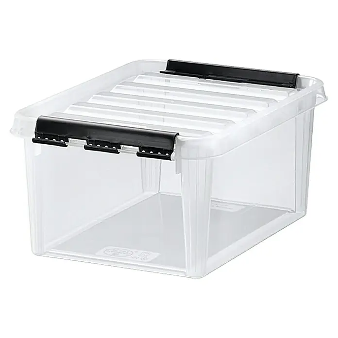 SmartStore Aufbewahrungsbox Classic 8 - L x B x H: 34 x 25 x 16 cm, Kunststoff, Transparent - Durchsichtige Aufbewahrungsbox mit Deckel und schwarzen Verschlüssen, ideal für die Organisation und Lagerung von Gegenständen.