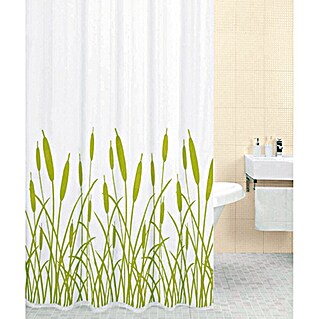 Venus Textil-Duschvorhang Schilf (180 x 200 cm, Weiß/Grün, 100 % Polyester)