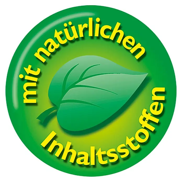 Neudorff Repelente de perros - 300 g - Círculo verde con una hoja y la inscripción "mit natürlichen Inhaltsstoffen", que indica productos naturales.