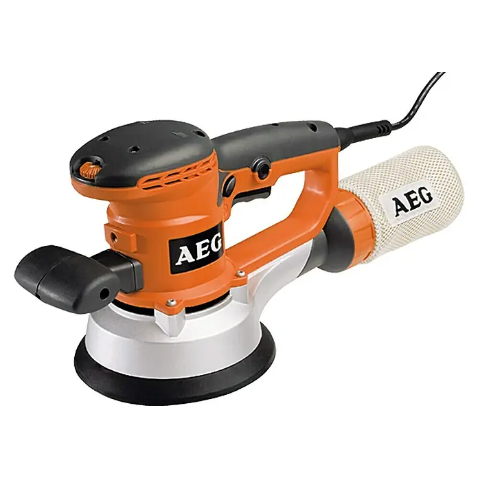 AEG Powertools Exzenterschleifer EX 150 ESLeistungsaufnahme: 440 W, Durchmesser Schleifteller: 150 mm - Hier ist ein Exzenterschleifer der Marke AEG, ein Werkzeug zum Schleifen von Oberflächen.