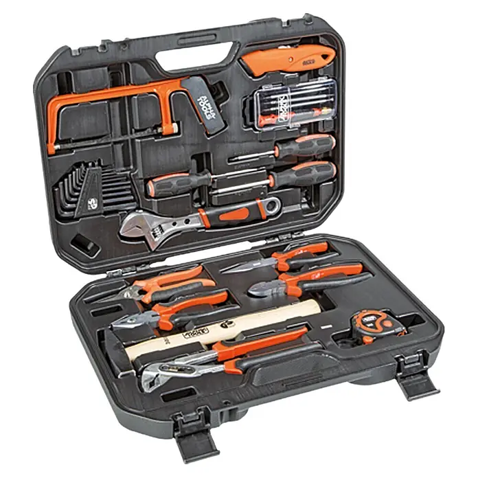 Alpha Tools Werkzeugkoffer - L x B x H: 46 x 34 x 9,5 cm, 27 -tlg. - Diagonale Ansicht