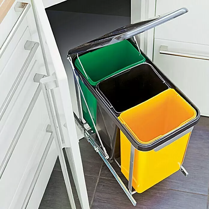 Venus Einbaumülleimer - 24 l, Kunststoff, Gelb/Grün/Schwarz
