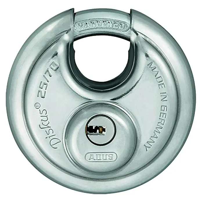 Abus Diskus Diskusschloss 25/70 C - 71 x 71 mm, Bügelstärke: 10 mm - Das ABUS Diskus 25/70 Vorhängeschloss ist ein robustes und sicheres Schloss für den vielseitigen Einsatz im Innen- und Außenbereich.