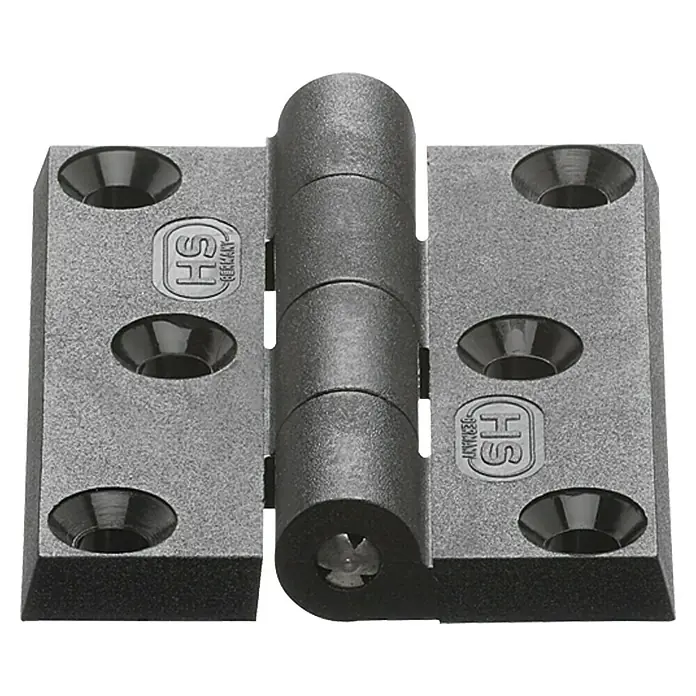 Sprenger Kunststoffscharnier - 50 x 40 mm, Schwarz - Dreiteiliges Möbelscharnier aus Metall mit abgerundeten Ecken, ideal für Möbel. Robust und langlebig.