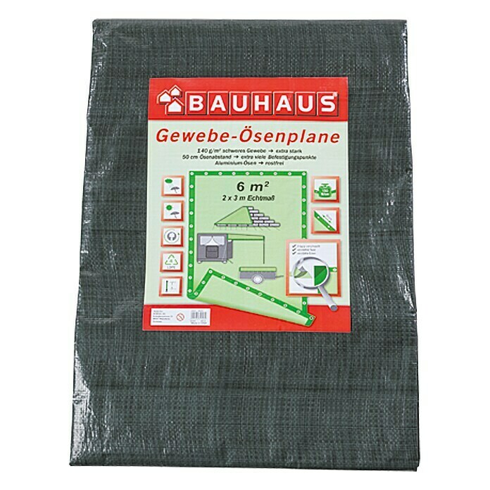 BAUHAUS Afdekzeil met ogen (3 x 2 m, 140 g/m², Polyetheen)