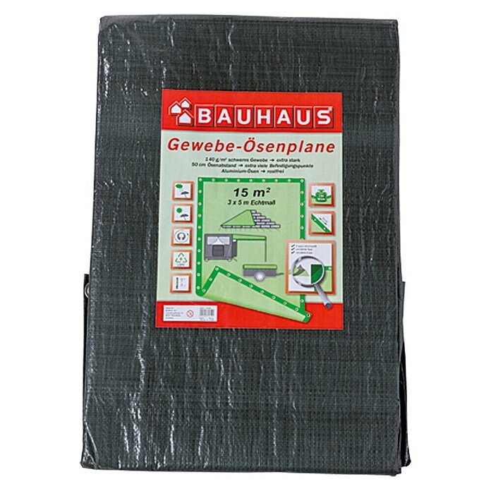 BAUHAUS Afdekzeil met ogen (5 x 3 m, 140 g/m², Polyetheen)