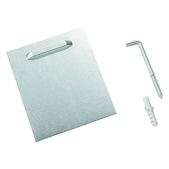 Kristall-Form AufhängeblechSilber, 10 x 8 cm - Metallplatte mit Aufhänger, Winkelhaken und Dübel zur sicheren Befestigung an der Wand. Ideal für Bilder und Spiegel.