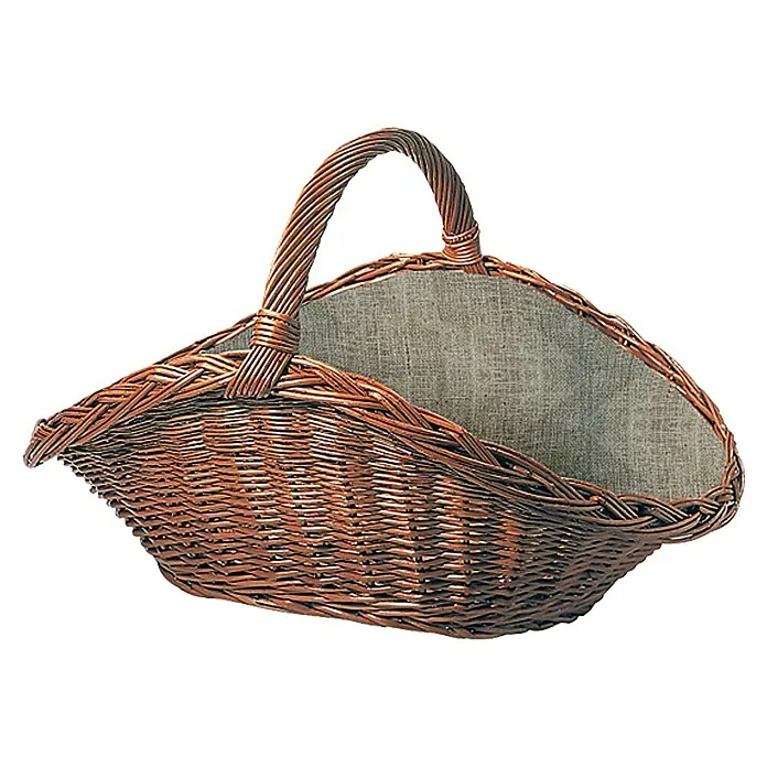 Lienbacher Weidenkorb - 70 x 50 cm - Korb aus geflochtener Weide mit praktischem Griff und Stoffauskleidung, ideal für Brennholz oder als dekoratives Element.