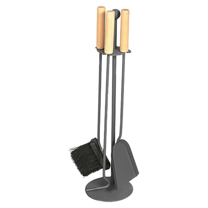 Lienbacher Juego de utensilios para chimenea (3 piezas, Antracita, Altura: 64 cm)