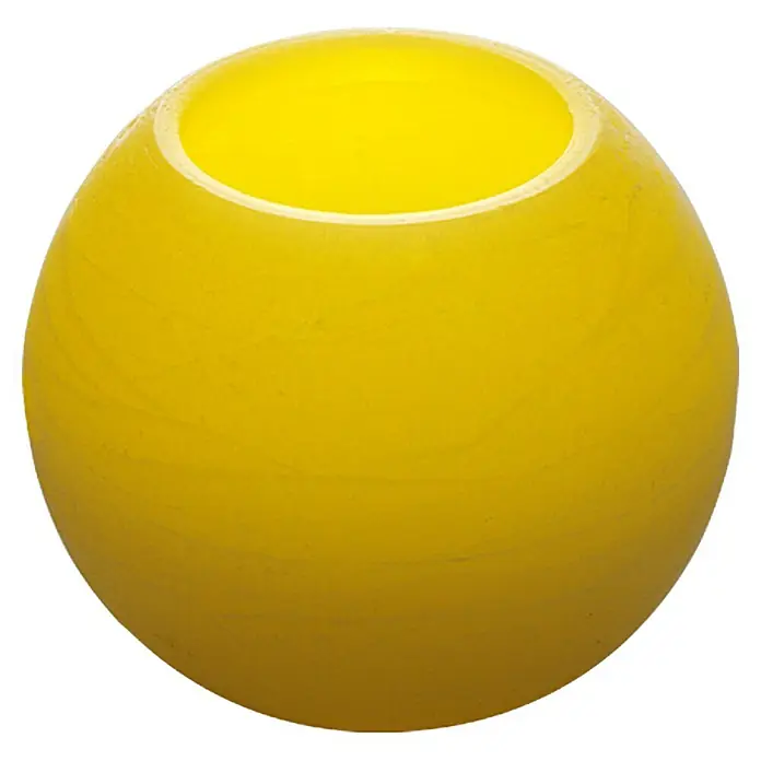 Flower Power LED-Kerze BOLA - Ø x H: 11,5 x 10 cm, Creme, Echtwachs - Gelbe Kugelvase mit Öffnung oben, ideal als dekoratives Element für Blumen oder andere Pflanzen.