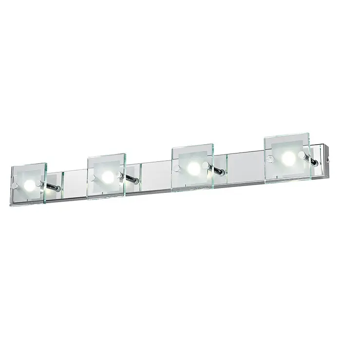Tween Light Regleta LED Punta 4 FLG Rectangular - 12 W, Cromo, Blanco cálido - Perfil de plástico negro con recortes rectangulares para uso versátil, ideal para proyectos de bricolaje e instalaciones profesionales.