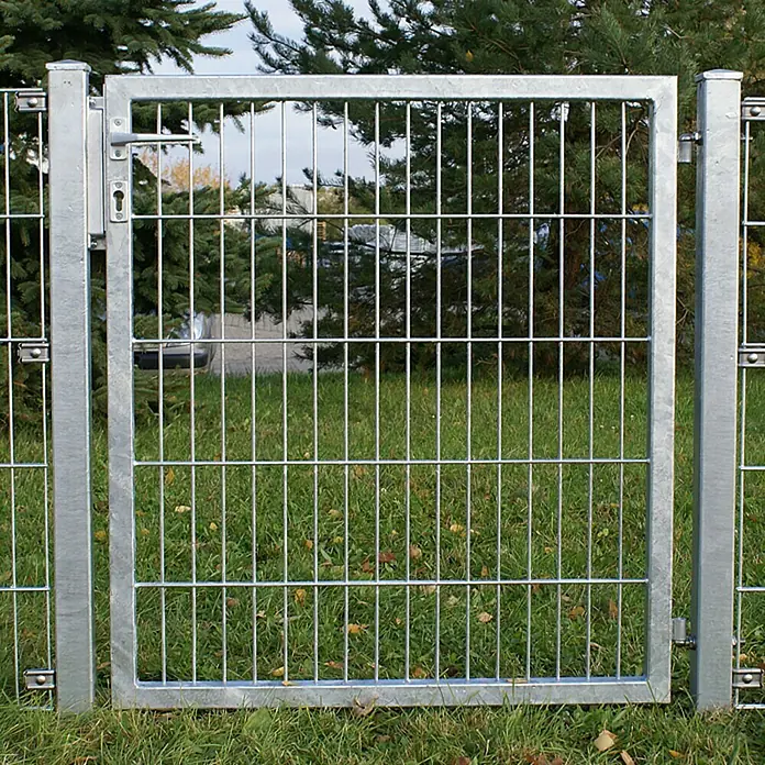 Hadra Zauntor - 1 x 1,2 m, Silbergrau, Metall - Metallgartentor mit Griff in silbergrauer Farbe. Dieses Tor bietet sicheren Zugang zu Ihrem Garten oder Grundstück.