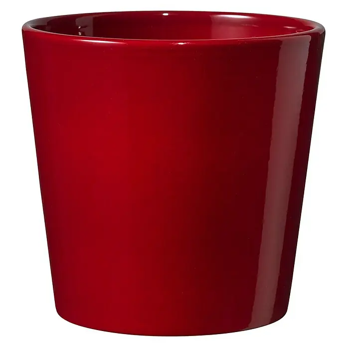 Soendgen Keramik Übertopf rund Dallas Color - Außenmaß (Ø x H): 16 x 15 cm, Bordeaux, Keramik, Glänzend - Roter, glänzender Keramikblumentopf, ideal für Zimmerpflanzen. Seine konische Form verleiht ihm ein modernes Aussehen.