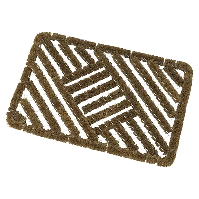 Schmutzfangmatte - 40 x 60 cm, Naturmaterialien - Ein rechteckiger, brauner Fußabtreter mit einem Zickzackmuster und einer offenen Struktur für den Eingangsbereich.