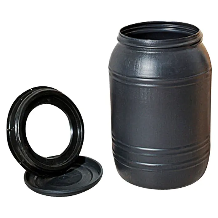 Floraworld Classic Maischefass - 60 l, Mit Deckel - Schwarzes Kunststofffass mit offenem Deckel. Ideal für die Lagerung.