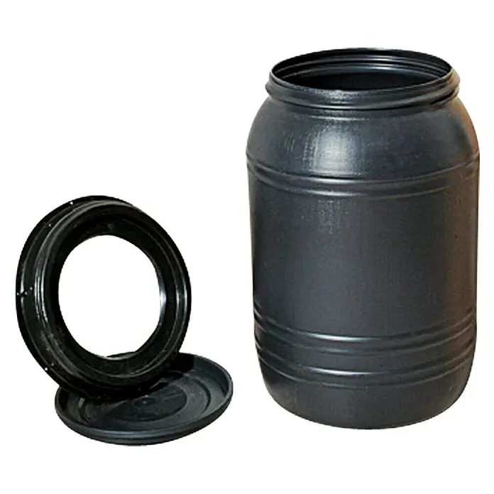 Floraworld Classic Maischefass - 60 l, Mit Deckel - Schwarzes Kunststofffass mit offenem Deckel. Ideal für die Lagerung.