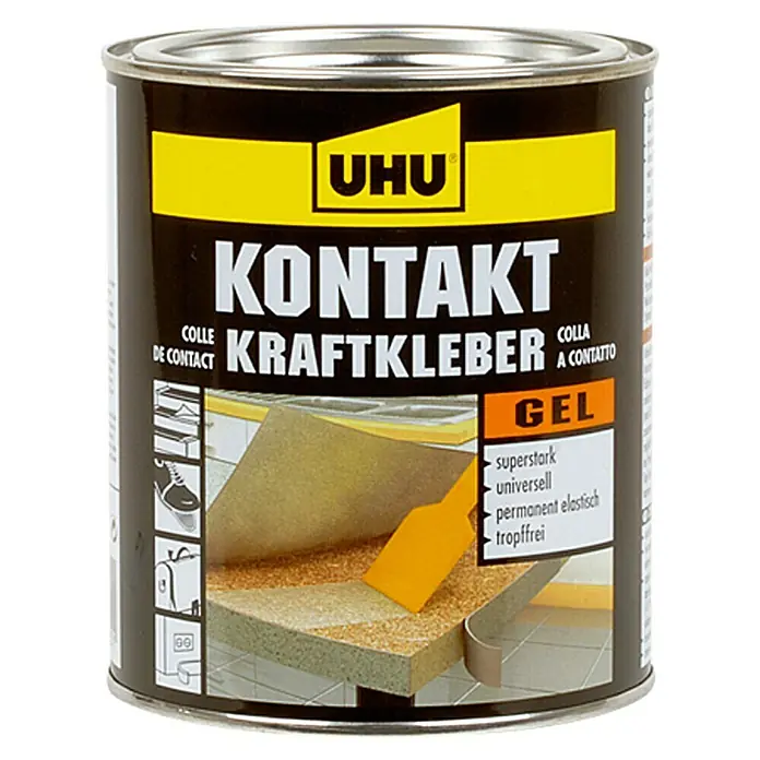 UHU Kontakt Kraftkleber - 640 g, Gelartig, Dose - Dose UHU Kontakt Kraftkleber Gel, ein starker Universalkleber für dauerhafte, elastische und tropffreie Verbindungen.