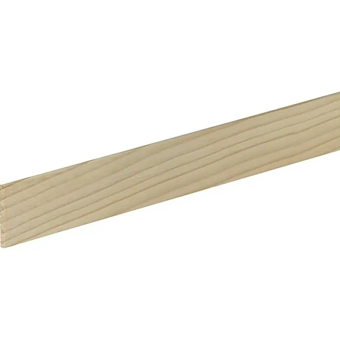 Rechteckleiste - 100 x 0,5 x 4 cm, Fichte/Kiefer - Nahaufnahme eines unbehandelten, hellen Holzleiste, ideal für DIY-Projekte und Innenausbau. Die natürliche Maserung ist gut sichtbar.