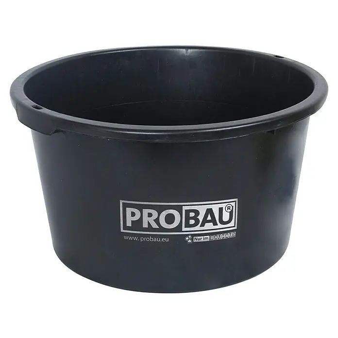 Probau Mörtelkübel - Fassungsvermögen: 65 l - Schwarzer, runder PROBAU Eimer für Gartenarbeit und Bauprojekte. Robust und vielseitig einsetzbar mit PROBAU Logo.