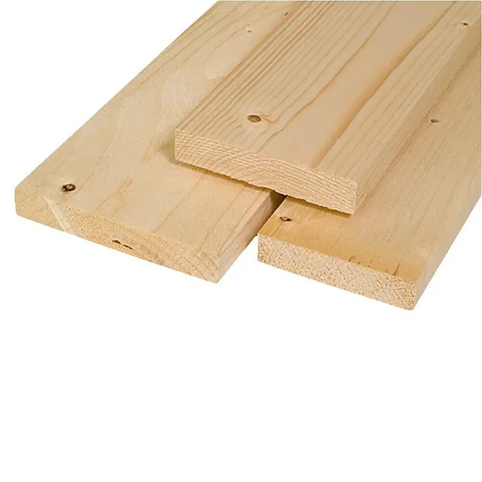 Schalbrett - 300 x 10 x 2,3 cm, Fichte - Drei helle Holzbretter liegen übereinander, die Maserung und die Holzstruktur sind gut erkennbar, ideal für Bastelprojekte.