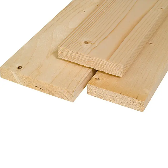 Schalbrett200 x 10 x 2,3 cm, Fichte/Tanne, Sägerau - Drei helle Holzbretter liegen übereinander, die Maserung und die Holzstruktur sind gut erkennbar, ideal für Bastelprojekte.