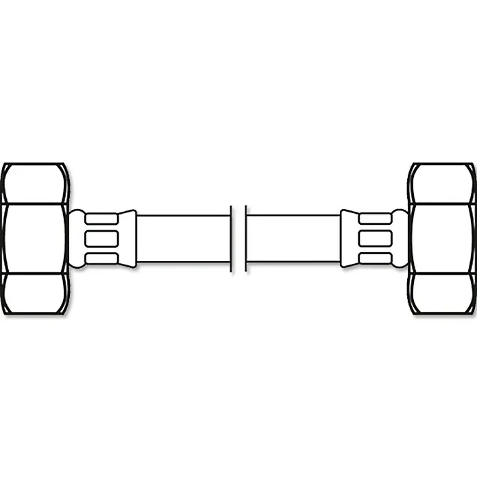 Flexo Anschlussschlauch - ¾″/¾″, Länge: 50 cm - Abbildung einer Rohrverschraubung, bestehend aus einem Rohr mit zwei Verschraubungen an den Enden. Verbindungstechnik für Sanitär- und Heizungsinstallation.
