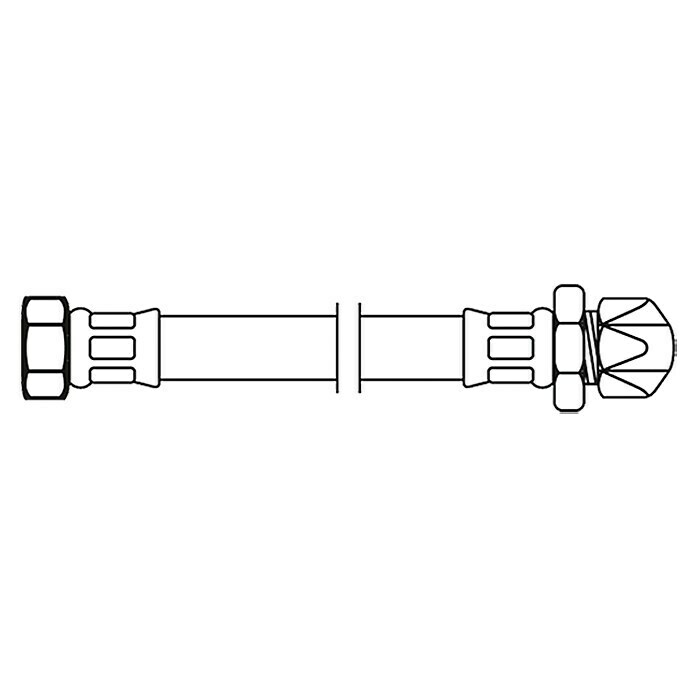 Flexo Verlängerungsschlauch⅜″, Länge: 30 cm, Quetschverschraubung 10 mm Front View