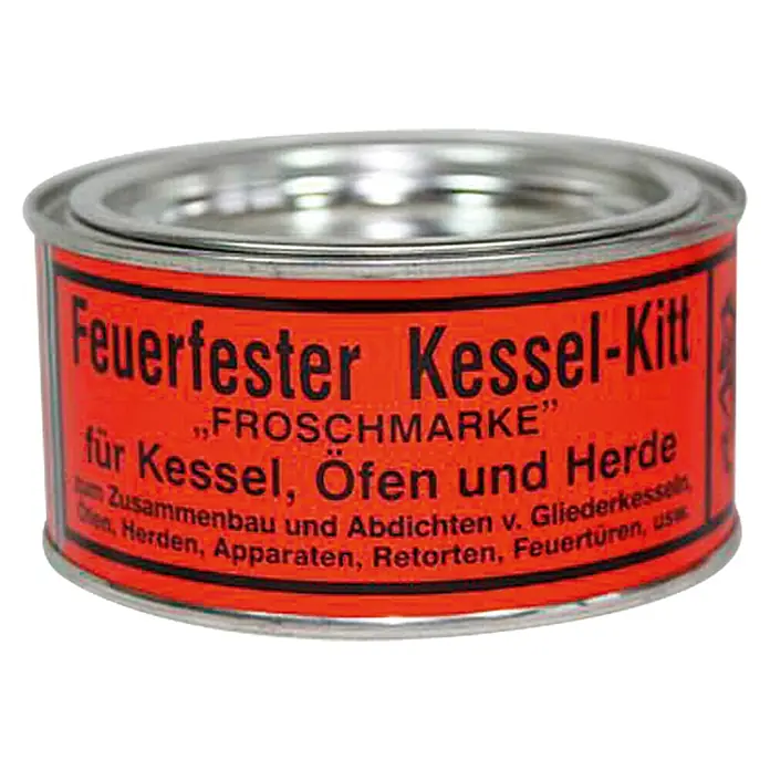 Ofen- & Kesselkitt - 500 g - Feuerfester Kessel-Kitt "Froschmarke" für Kessel, Öfen und Herde. Zum Zusammenbau und Abdichten von Gliederkesseln.
