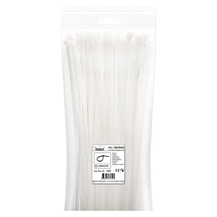 Profi Depot Bridas para cables - An x L: 48 x 300 mm, Transparente - Paquete de abrazaderas de cable blancas. Ideal para agrupar y asegurar cables, tuberías y otros elementos en el hogar y en comercios.