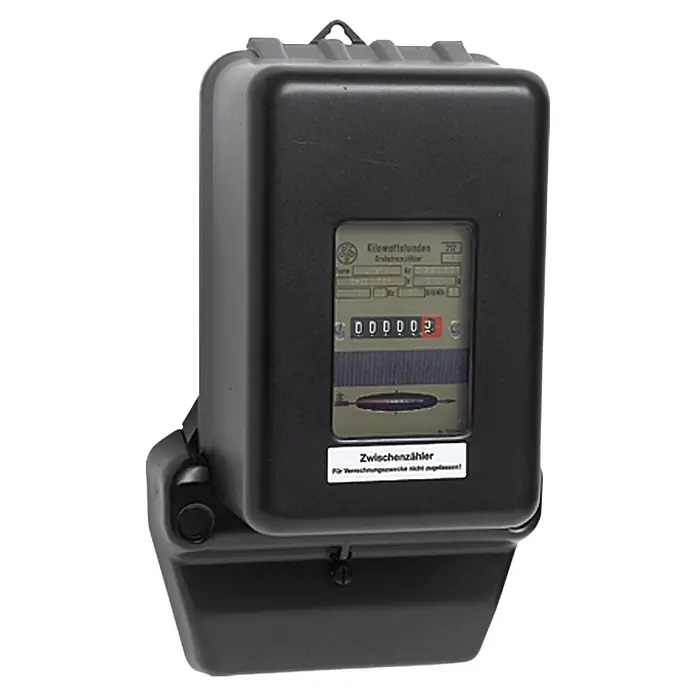 Drehstromzähler - 220 V - 380 V, Unbeglaubigt - Schwarzer Stromzähler zur Messung des Energieverbrauchs.