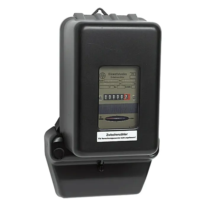 Drehstromzähler - 220 V - 380 V, Unbeglaubigt - Schwarzer Stromzähler zur Messung des Energieverbrauchs.