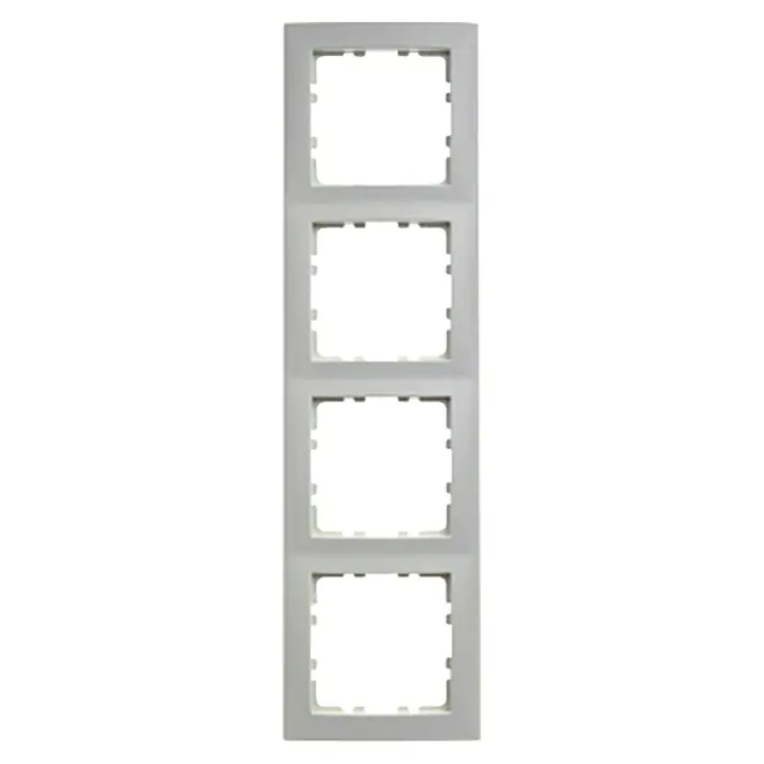 Berker S.1 Abdeckrahmen 10148989 - Polarweiß, 4-fach, Kunststoff - Eine graue 4-fach Steckdosenleiste, ideal für Mehrfachsteckdosen in Haus und Büro. Praktische Lösung für mehr Stromanschlüsse.