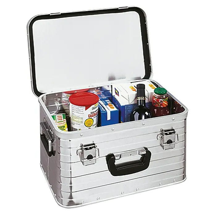 Wisent Aufbewahrungs- & Transportbox - Fassungsvermögen: 29 l - Aluminiumbox mit Lebensmitteln, ideal für Camping und Outdoor-Aktivitäten. Die robuste Box schützt den Inhalt vor Beschädigungen.