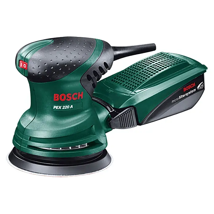 Bosch Elektro-Exzenterschleifer PEX 220 A - 220 W, Durchmesser Schleifteller: 125 mm - Bosch PEX 220 A Exzenterschleifer mit ergonomischem Design und Staubabsaugung für komfortables Schleifen.