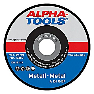 Alpha Tools Disco de corte A 24R-BF (Apto para: Metal, Diámetro disco: 115 mm, Espesor disco: 2,5 mm, 10 ud.)
