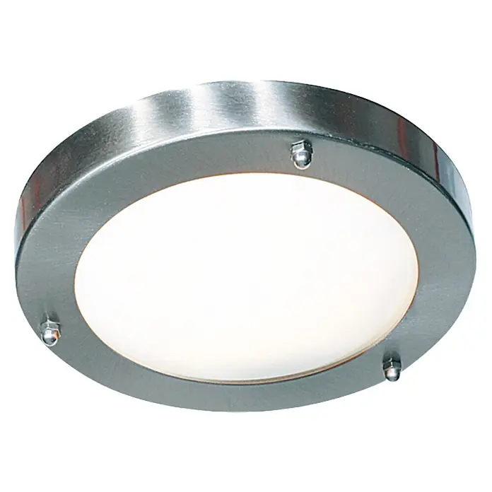 Starlux Plafón para pared y techo exterior Calgary - 25 W, Plateado, Blanco, G9 - Lámpara de techo con forma redonda y borde metálico, que ofrece un diseño elegante y moderno. Ideal para espacios interiores.
