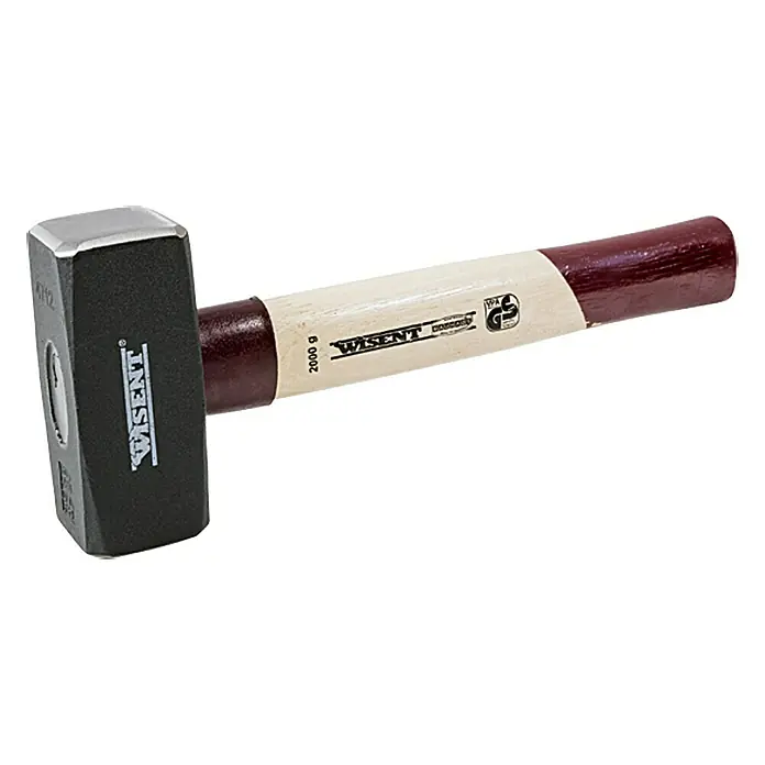 Wisent Fäustel - 2.000 g, Holz Hickory - Abgebildet ist ein Wisent-Hammer mit einem Gewicht von 2000g, der durch seinen robusten Holzgriff und den massiven Kopf besticht.