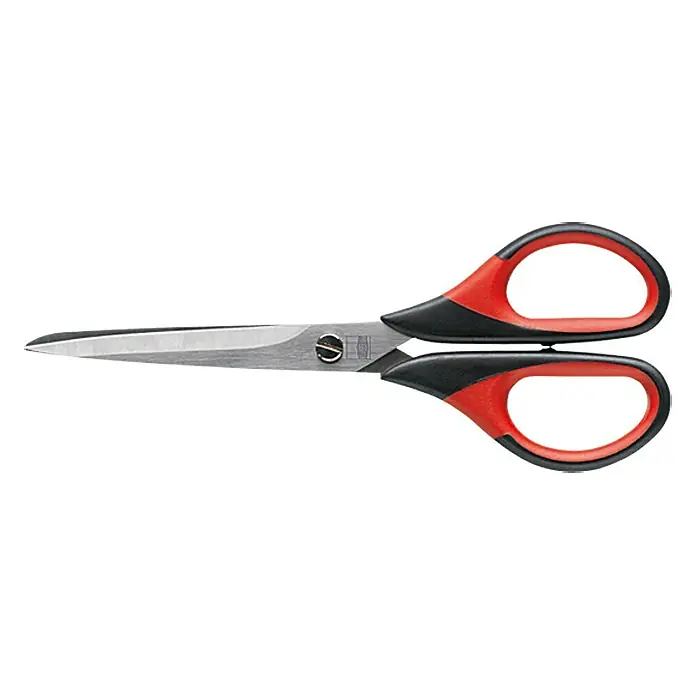 Wisent Tijeras para manualidades - Largo: 180 mm, Longitud de corte: 80 mm, Acero - Tijeras con hojas de metal plateado y mangos ergonómicos de plástico rojo y negro.