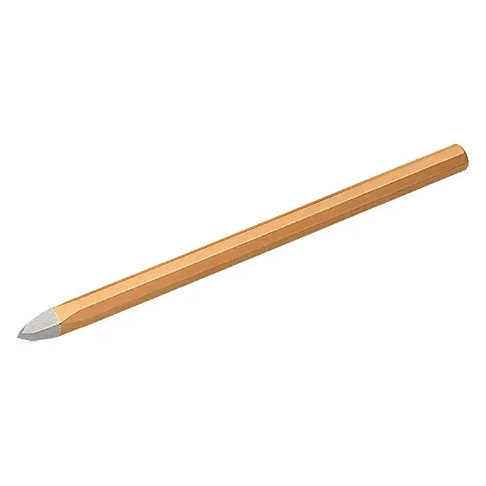 Wisent Spitzmeißel - 25 cm, 8-Kant - Nahaufnahme eines Steinschlägels, einem Werkzeug für präzise Arbeiten an Stein, mit einem robusten, sechseckigen Griff.