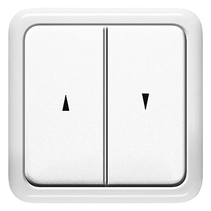 Schellenberg Interruptor para persianas - Interruptor basculante doble, Específico para: Persianas, toldos y estores motorizados - Interruptor basculante blanco de dos botones con flechas arriba y abajo para control de persianas.