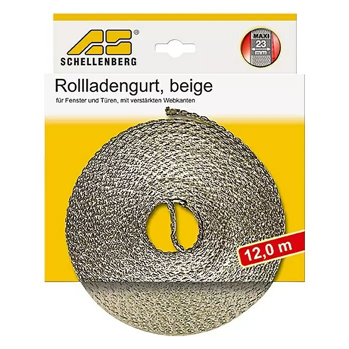 Schellenberg Cinta para persiana - Beige, Largo: 12 m, Anchura de la correa: 23 mm - Vista frontal