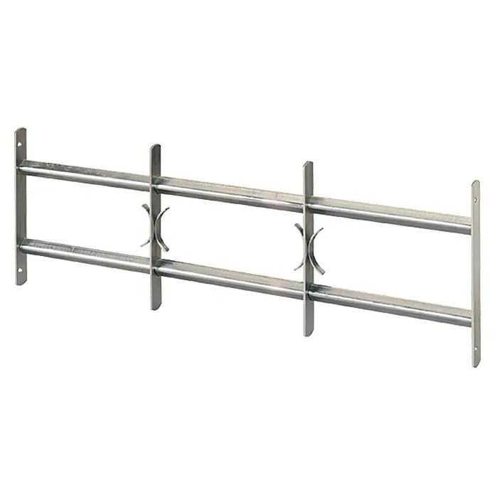 Stabilit Fenstergitter - Höhe: 300 mm, Auszugslänge: 100 cm - 150 cm, Fensterlaibungsmontage - Metallfenstergitter mit zwei horizontalen Stäben und drei vertikalen Stützen für erhöhte Sicherheit und Einbruchschutz.