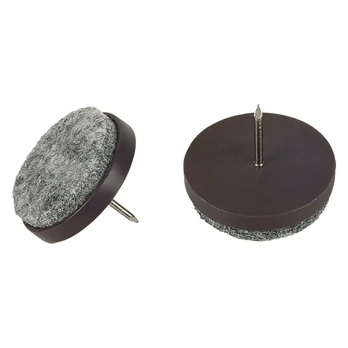 Stabilit Protector para muebles - Diámetro: 24 mm, Redonda, 8 ud., Marrón - Dos protectores de fieltro marrones con clavo para proteger los pisos de los arañazos causados por los muebles.