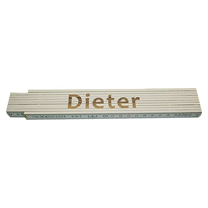 Zollstock - Aufdruck: Dieter, 2 m - Klappmeterstab aus Holz mit dem Namen "Dieter". Präzisionswerkzeug für Messungen, personalisiert mit einem Namen.