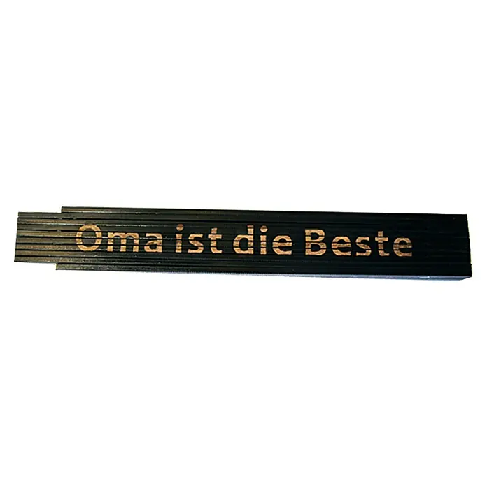 Zollstock - Aufdruck: Oma ist die Beste, 2 m - Schwarzer Zollstock mit der Aufschrift "Oma ist die Beste" in goldener Schrift. Ideal als Geschenk für die beste Oma der Welt.