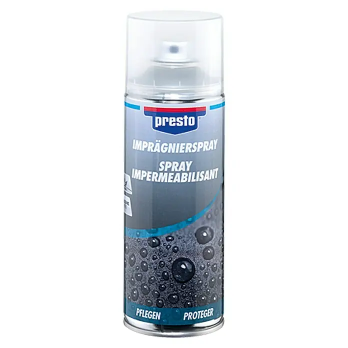 Presto Imprägnierspray Spray Impermeabilisant - 400 ml - Dose Presto Imprägnierspray für wasserabweisenden Schutz von Oberflächen.