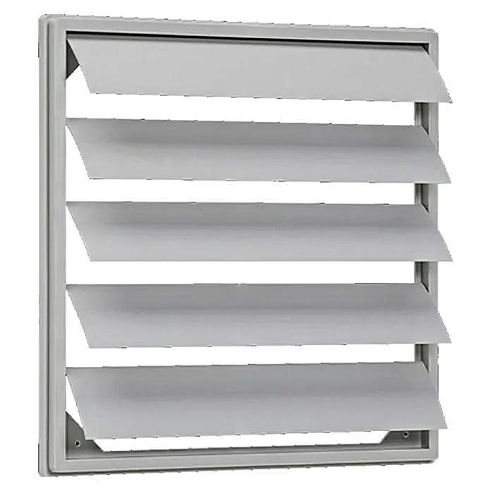 Air-Circle Jalousieklappe FS 16 - Passend für: Außenwand-Ventilator Basic 250 - Grauer, rechteckiger Wetterschutz mit mehreren Lamellen. Eine stilvolle und funktionelle Lösung für Belüftung und Schutz.